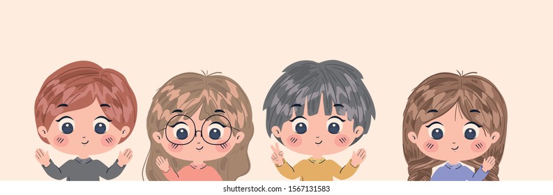 Girls and boys cartoons design, Kids friendship childhood little people lifestyle and person theme Vector illustration