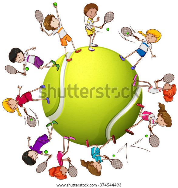 Girls Playing Tennis Stock Illustration 22731256 - iStock 