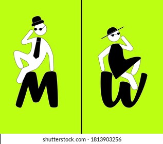 Girls and boys restroom sign. Men and women restroom icon. Toilet icon sign symbol. vector illustration EPS 10.