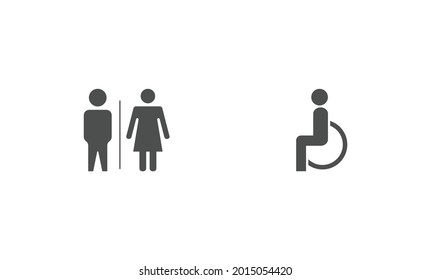 Girls and boys restroom sign. men and women restroom icon. toilet icon sign symbol. vector illustration.