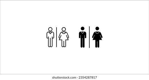 Girls and boys restroom sign. men and women restroom icon set. toilet icon sign symbol. vector illustration.