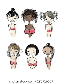 Girls in bras, sketch for your design svg