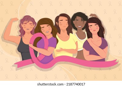 girls with breast cancer ribbon character