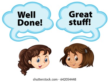 Girls and bubble speech illustration
