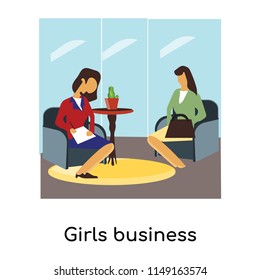 Girls business meeting vector vector isolated on white background for your web and mobile app design, Girls business meeting vector logo concept