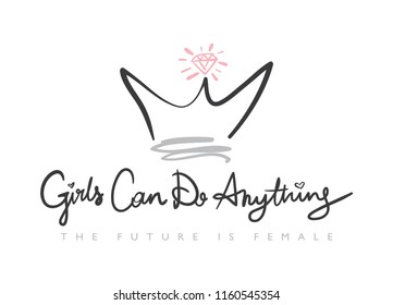 Girls can do anything, girl power concept / Vector illustration design for t shirt graphics, prints, posters, cards, stickers and other creative uses