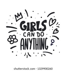 Girls Can Do Anything Quote Isolated: Vetor Stock (livre De Direitos 