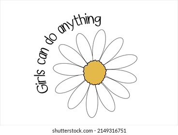 girls can do anything vector hand drawn design