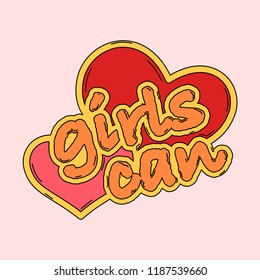 Girls can heart sticker vector