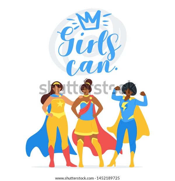 Girls Can Inspiring Quote Motivational Phrase Stock Vector (Royalty ...