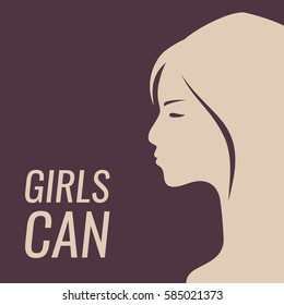 girls can poster with woman silhouette