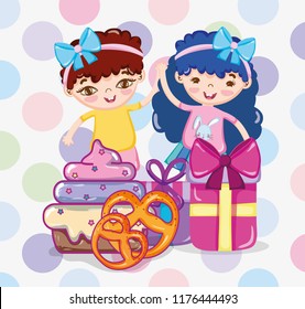 Girls and candies cartoons