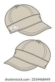 Girls caps vector design mockup template.