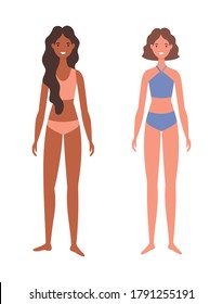 girls cartoons with bikini design, Summer vacation tropical and relaxation theme Vector illustration