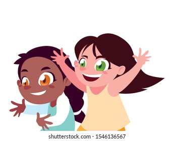 Girls cartoons design, Kid childhood little people lifestyle and person theme Vector illustration
