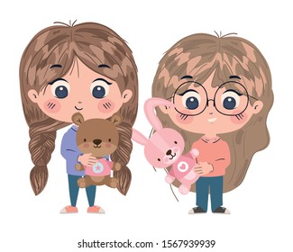 Girls cartoons design, Toys childhood play fun kid game gift and object theme Vector illustration
