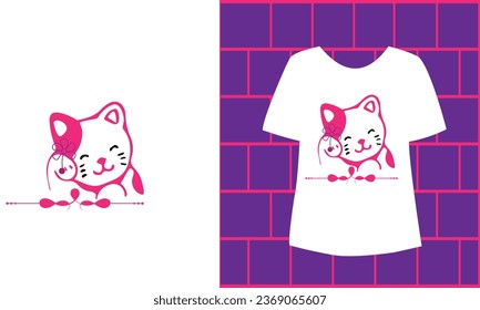 Girls cat lover t-shirt design