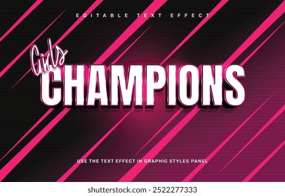 Girls Champions editable text effect template

