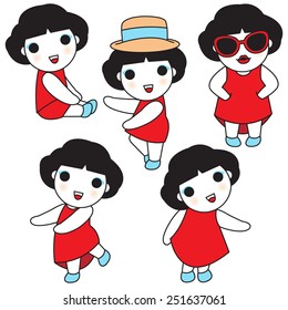 Girls Character illustration set