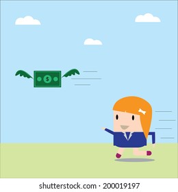 Girls chasing money