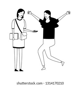 girls cheerful conversation