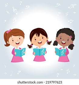 Girls choir. Children choir singing.