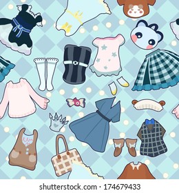 Girls clothes seamless pattern
