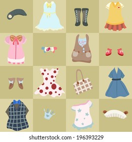 Girls clothes seamless pattern