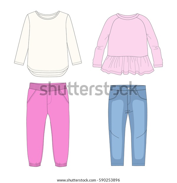 Girls Clothing Set Vector Stock Vector (Royalty Free) 590253896 ...