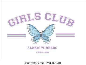 GIRLS CLUB BUTTERFLY BLUE VECTOR