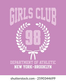 Girls Club college style vintage typography slogan. Vector illustration design for slogan tee, t shirt, fashion print, poster, sticker, card and other uses.