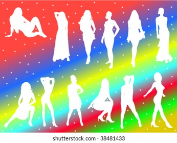girls collection 2 vector silhouettes