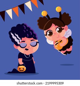 girls in costumes halloween party, design