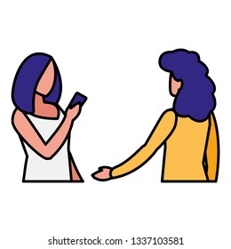 girls couple using smartphone