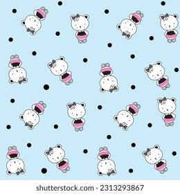 Girls cute bear seamless vector pattern