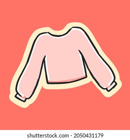 Girl's cute pink colored mini sweater. Girl's trendy cropped top
