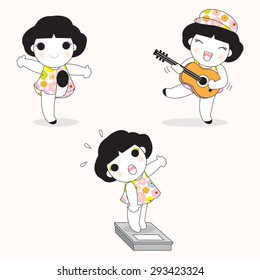 Girls Daily Essentials illustration set