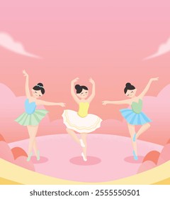 Girls dancing ballet love poster