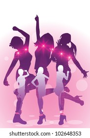 girls dancing in discolight