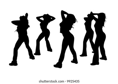 Girls dancing silhouettes