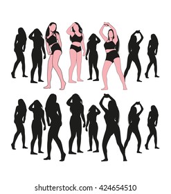 girls dancing in silhouettes set