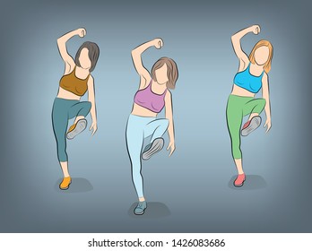 girls are dancing. vector illustration.