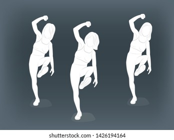 girls are dancing. vector illustration.