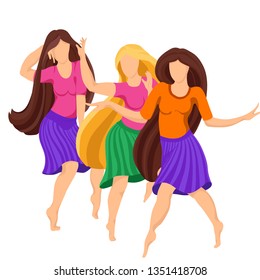girls dancing, vector illustration isolated on white background