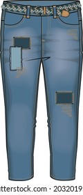 GIRLS DENIM WITH FABRIC PATCH DETAIL
