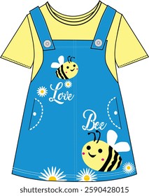 girls denim frocks hey bee print vector