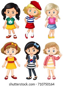 Girls from different countries illustration