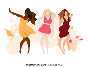 Girls of different races dancing together