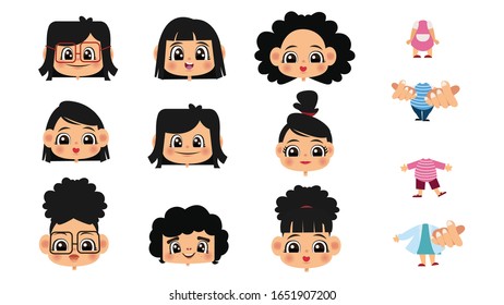 Girls of different styles Flat character design Vector illustration on white background