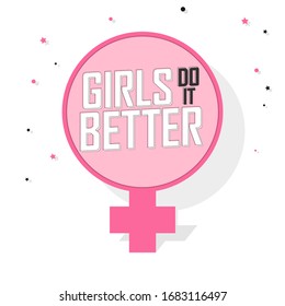 Girls Do it Better, banner design template, vector illustration